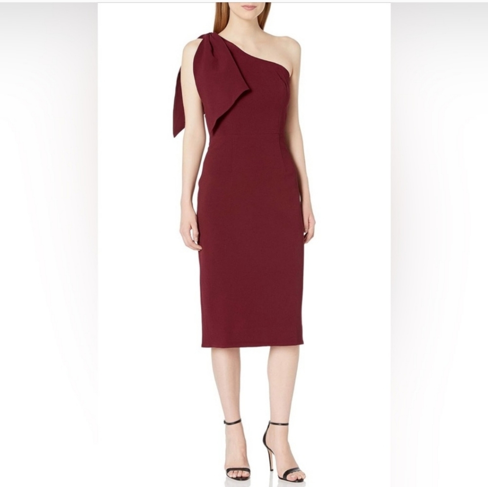 NEW Dress the Population One-Shoulder Burgundy Tiffany Dress